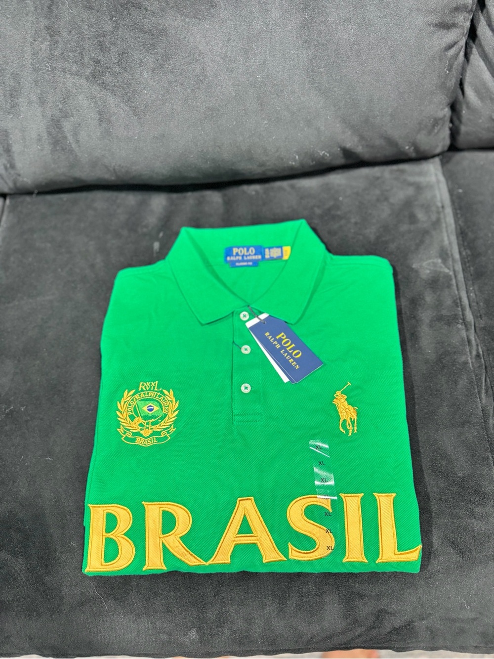 Polo by Ralph Lauren Green Polo with Yellow Brasil Embroidery